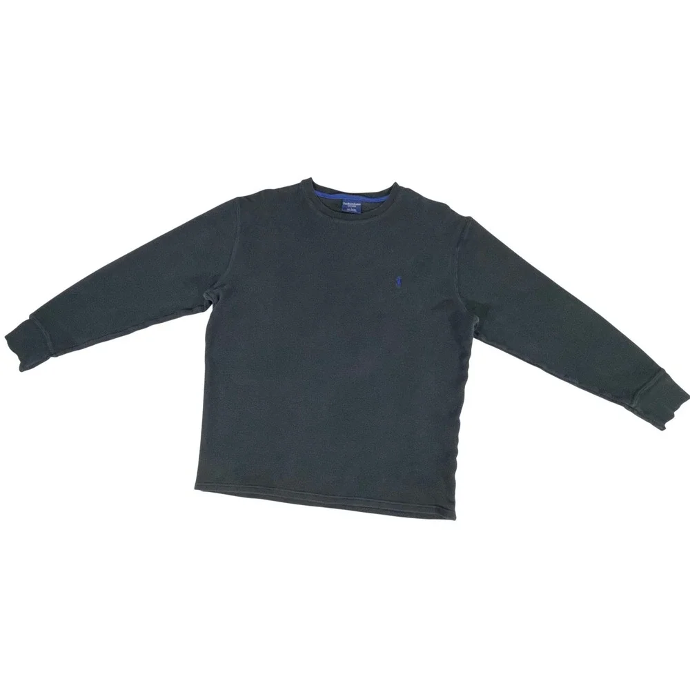 Polo Ralph Lauren Thermal Top Large Black Waffle Knit‎ Athleisure Casual READ